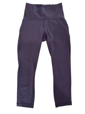 lululemon purple plum 21” cropped leggings with mesh side panels Sz 4